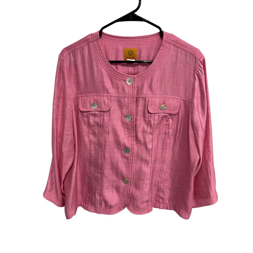 Ruby Rd. Womens Pink Lightweight Button-Up Jacket Shacket Size 18 Classic Casual